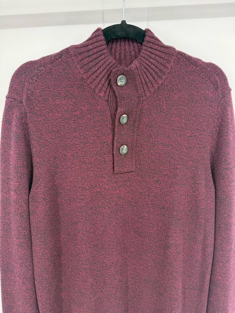 American Eagle Seriously Soft Henley Sweater Mock Neck Button Pullover Preppy - Picture 3 of 15